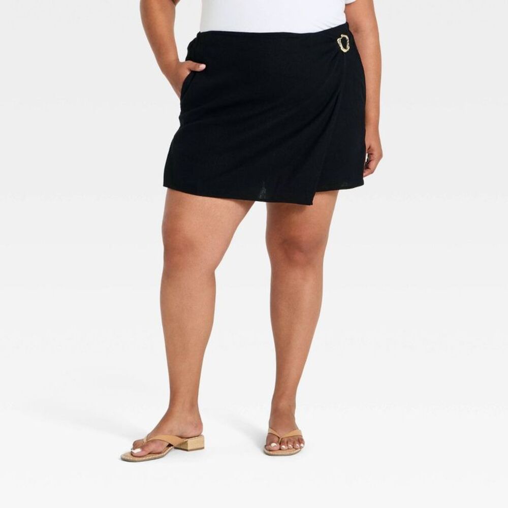 Women's Mini Wrap Skort - Ava & Viv Black 4X
